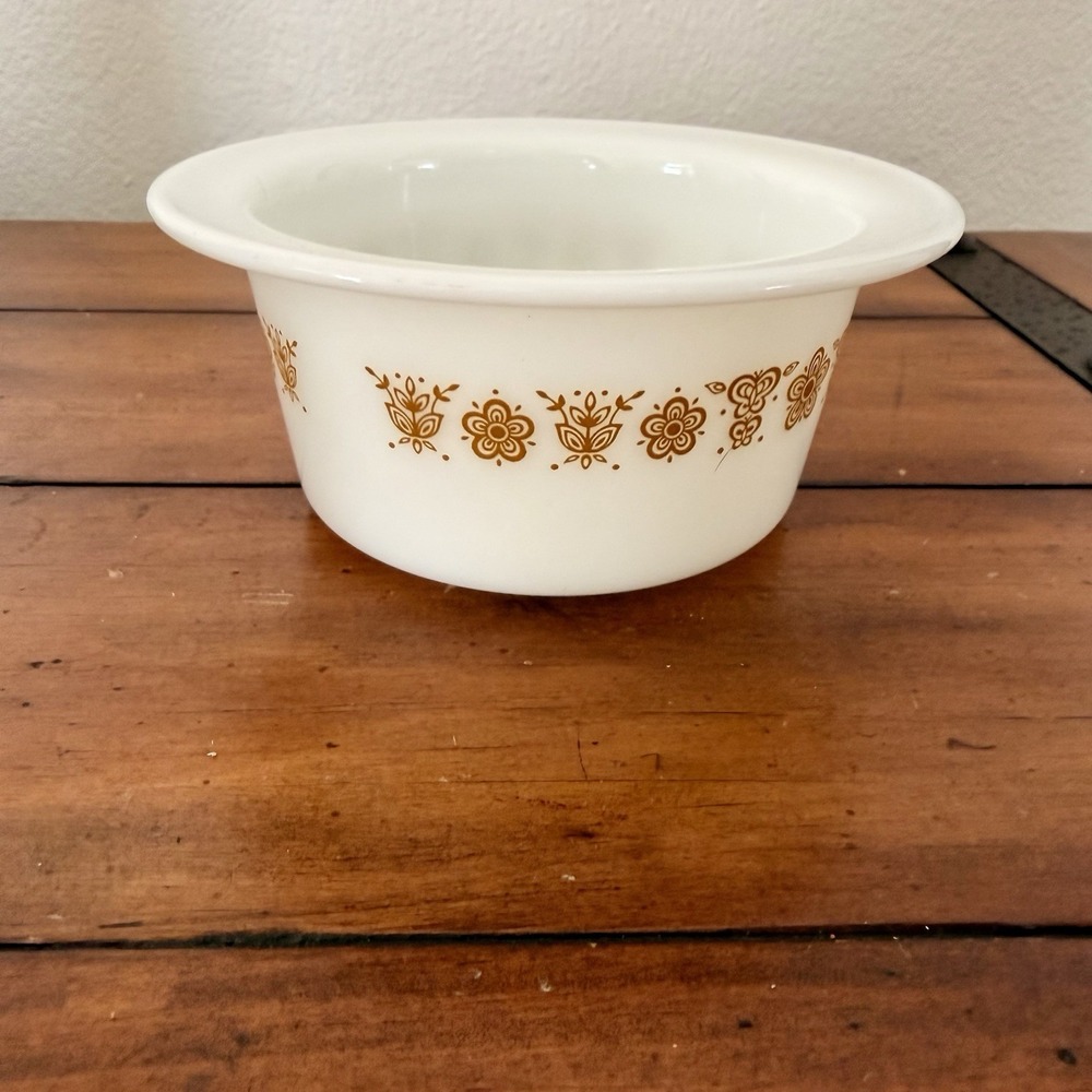 Vintage Pyrex #75 Butterfly Gold Butter Tub Keeper MCM Milk Glass Retro 1970s‎